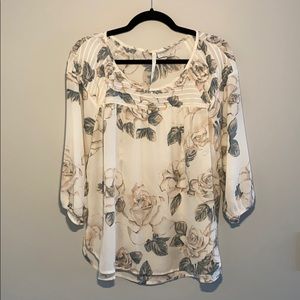 LC Lauren Conrad Ivory Floral Tank